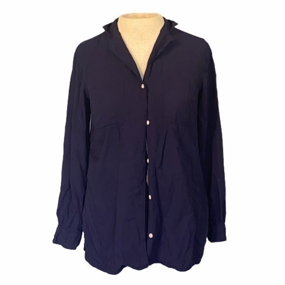 Old Navy button down shirt navy color, women’s size XS - Picture 1 of 10